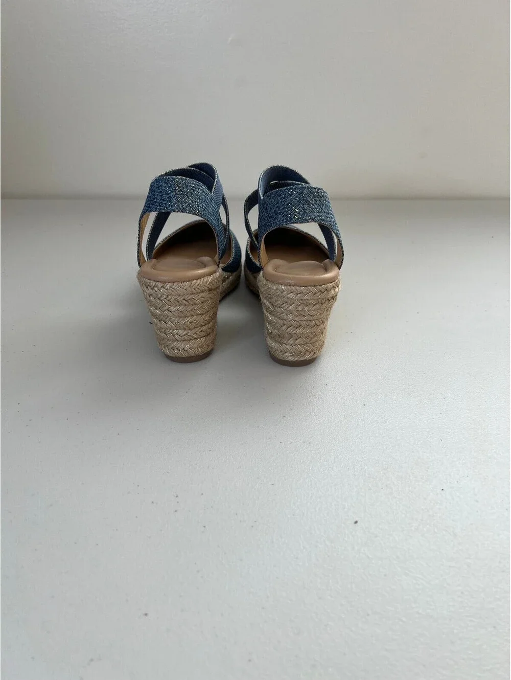 Easy Spirit Women's Meza Casual Strappy Espadrille Wedges Sandal - Blue, - 7.5
